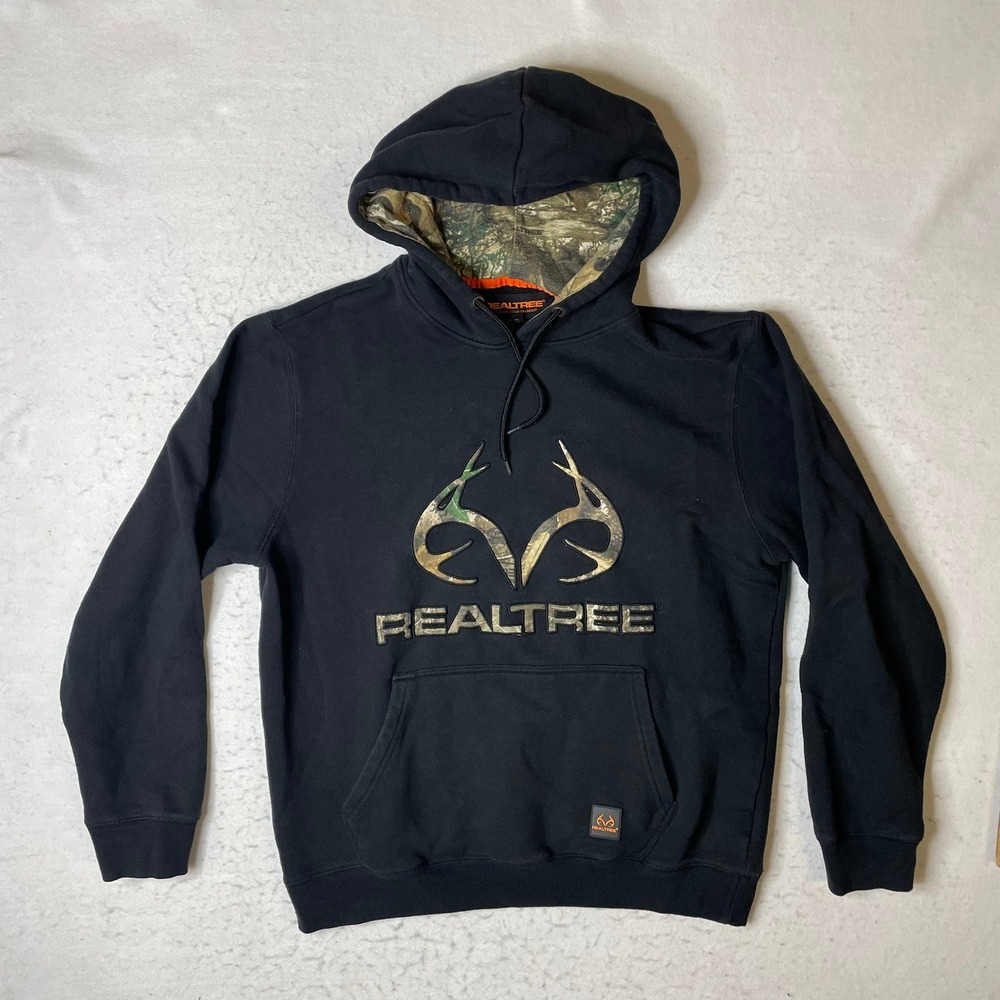 REALTREE Black Camo Lined Hoodie Pullover Sweatshirt Size L G by Boston Traders